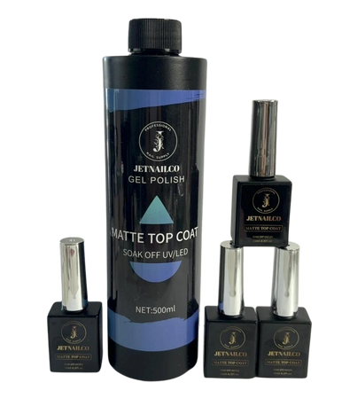 JetNailCo Platinum Gel Matte Top Refill 16oz + Free 4 0.5oz ( Non Stick Chrome )
