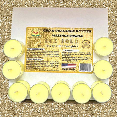 ROYAL CBD &amp; Collagen Massage Butter Candle 0.5oz ( Box of 100pcs ) - 24k Gold