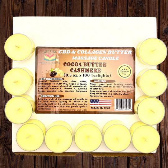 ROYAL CBD &amp; Collagen Massage Butter Candle 0.5oz ( Box of 100pcs ) - Cocoa Butter Cashmere
