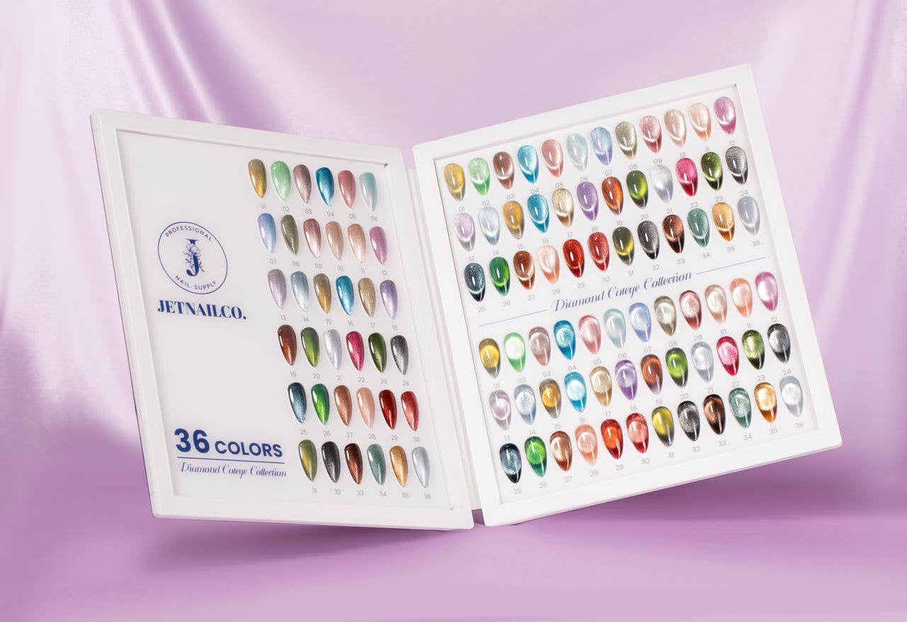Jet Nail Diamond Cateye 36 Colors + Free Color Book + Magnet