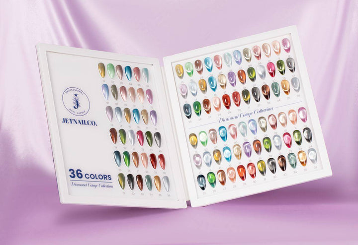 Jet Nail Diamond Cateye 36 Colors + Free Color Book + Magnet