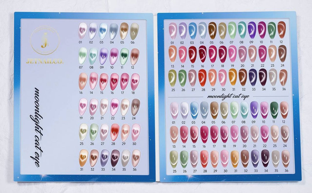 Jet Nail Moon Light Cateye 36 Colors + Free Color Book + Magnet