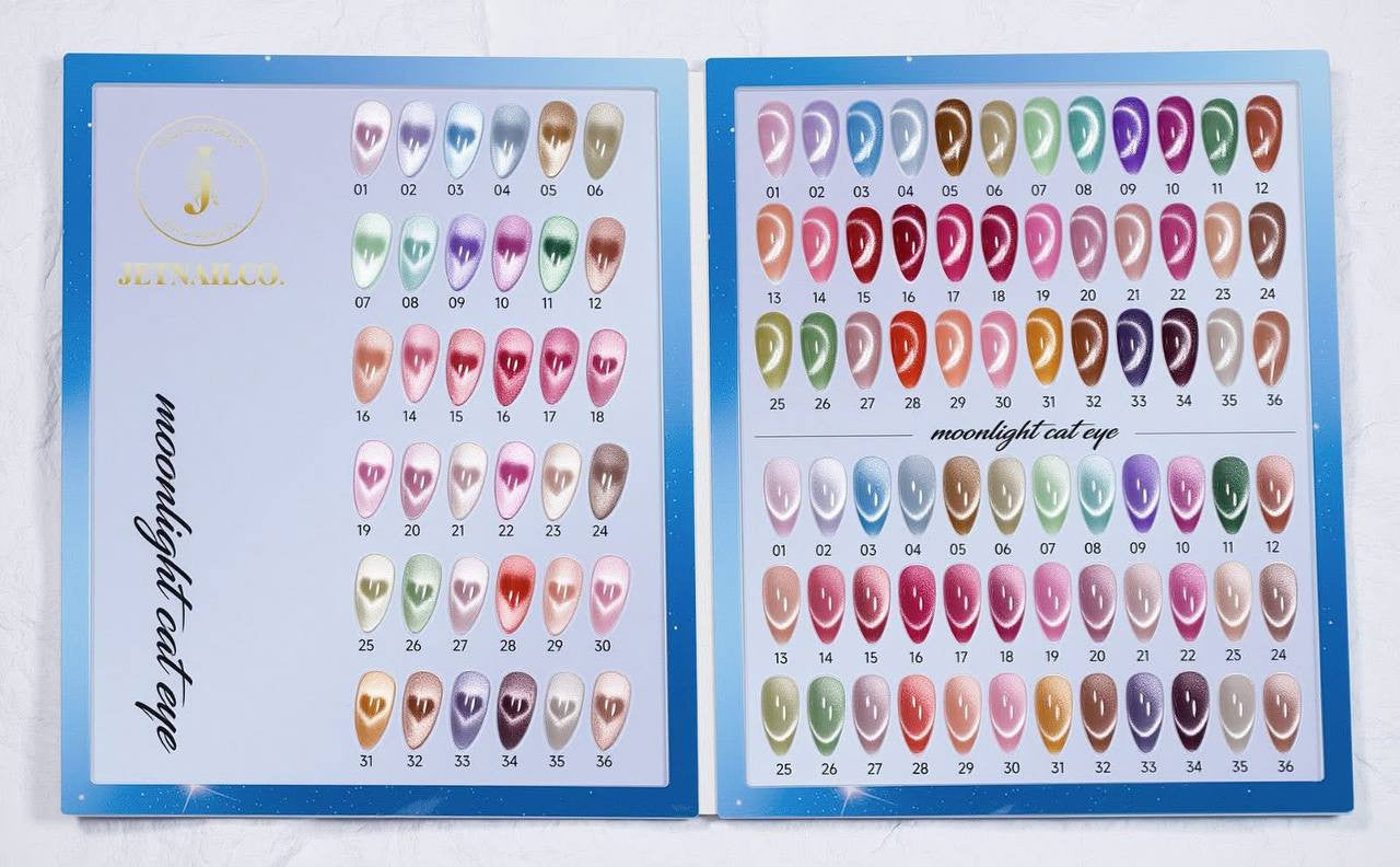 Jet Nail Moon Light Cateye 36 Colors + Free Color Book + Magnet