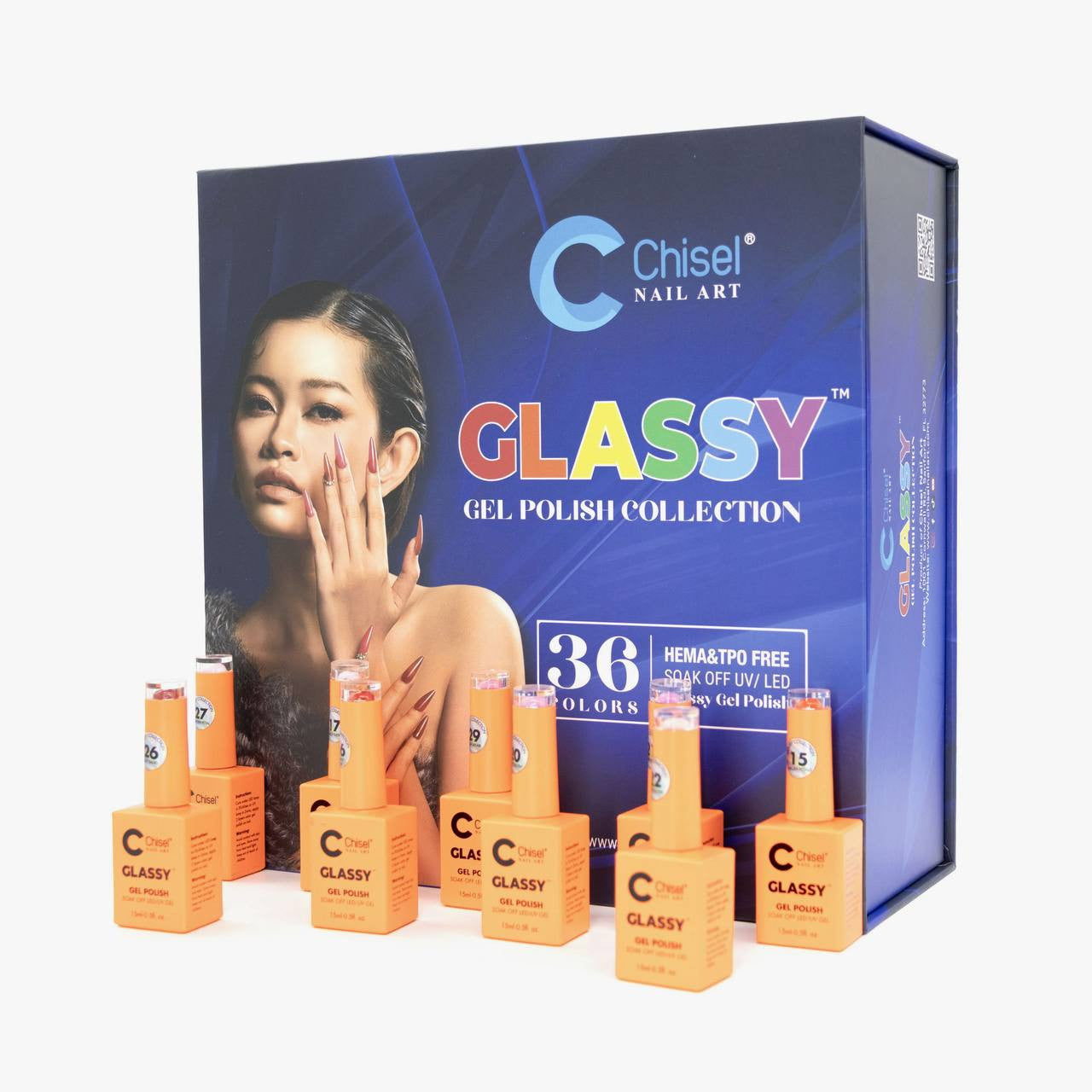 Chisel Glassy Collection 36 Colors ( Dip& Acrylic Powder + Gel Matching )
