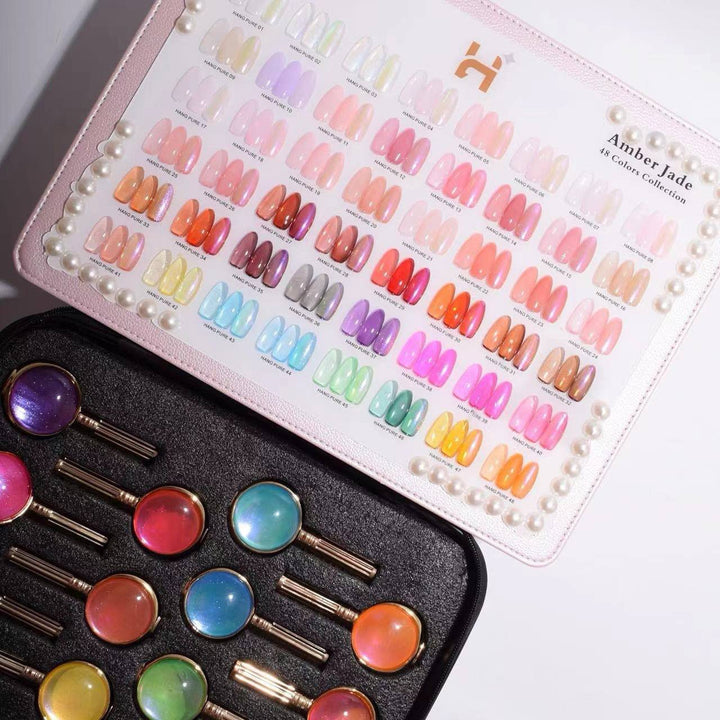 HANG Pure Amber Jade Jelly Gel 48 Colors + Free 1 Chrome Powder