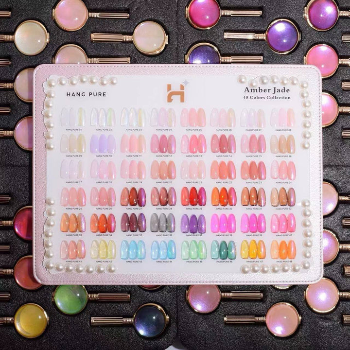 HANG Pure Amber Jade Jelly Gel 48 Colors + Free 1 Chrome Powder