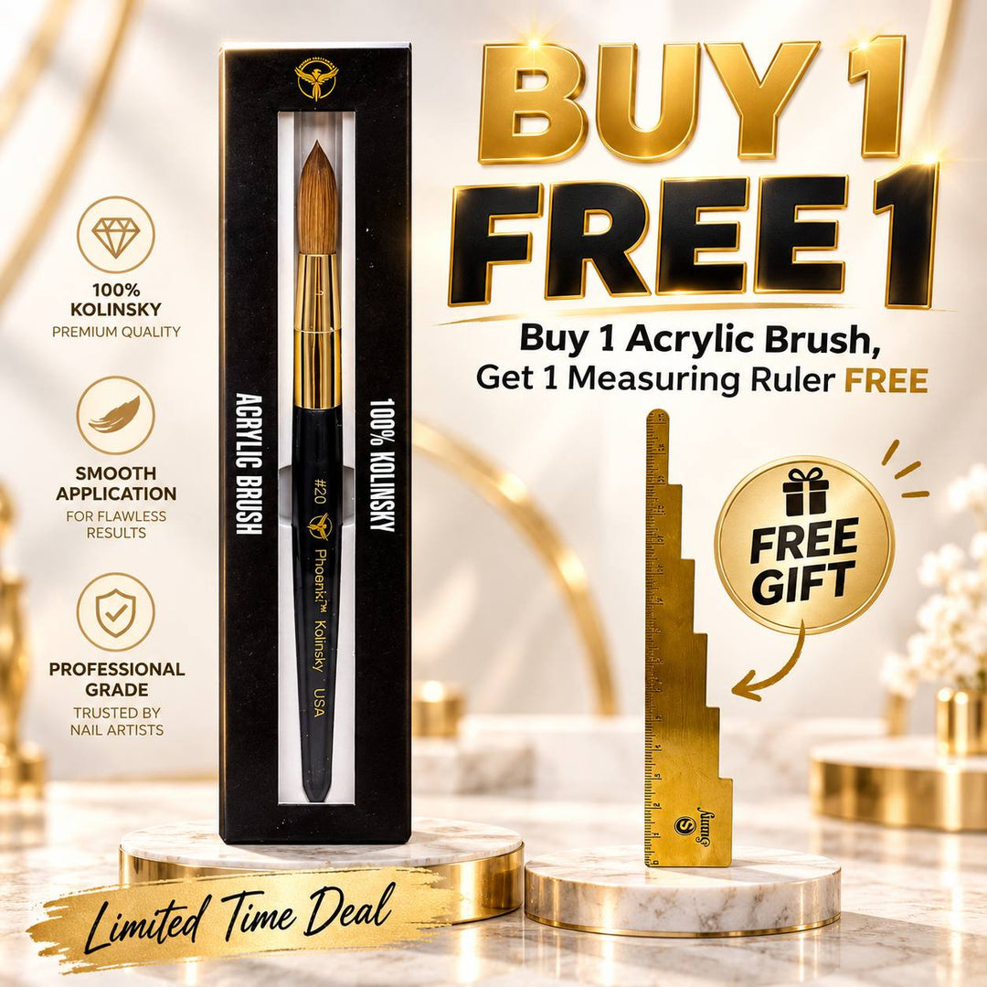 Phoenix Kolinsky Germany Acrylic Brush No.20 - FREE 1 Sunny Measuring Ruler (Random Color)