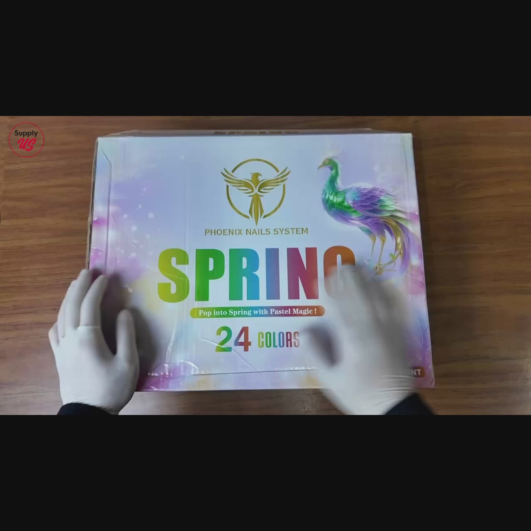 Phoenix Spring Gel Collection 24 Colors - Free Extra 24 Gels + 1 Color Book + Vali - FREE Mica Holder Rack - LIMITED TIME ONLY