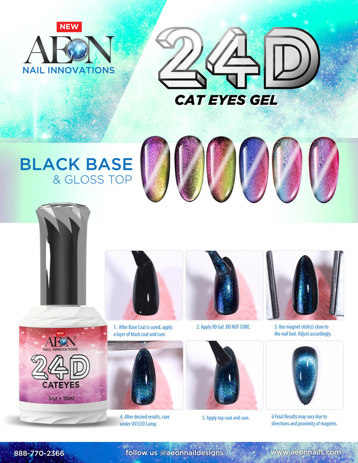 Aeon Gel 24D Cateye ( Set of 6 ) + Free 1 Aeon Pitch Black Gel 0.5 Oz