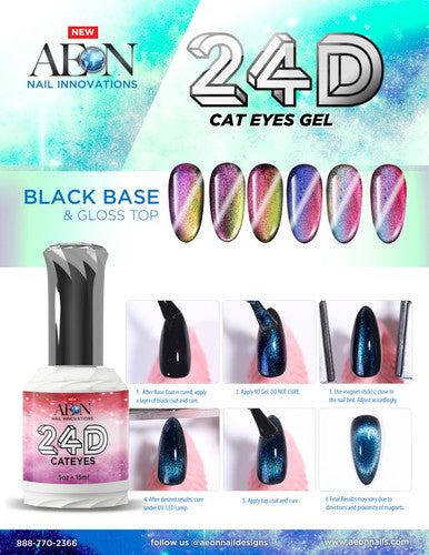 Aeon Gel 24D Cateye ( Set of 6 ) + Free 1 Aeon Pitch Black Gel 0.5 Oz